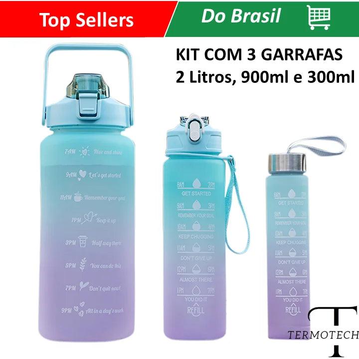 KIT COM 3 GARRAFAS 2L, 900ML, 300ML