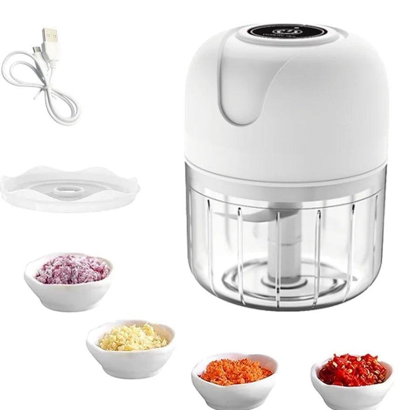 Mini Processador Elétrico Moedor de Carne, Vegetais, Alho, Fruta,, Amendoim. Recarregável USB de 250ml