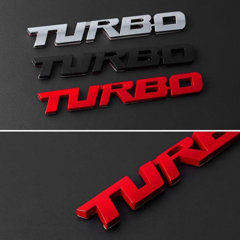 ADESIVO TURBO PARA CARROS. LIGA DE METAL 3D. LATERAL E TRASEIRA