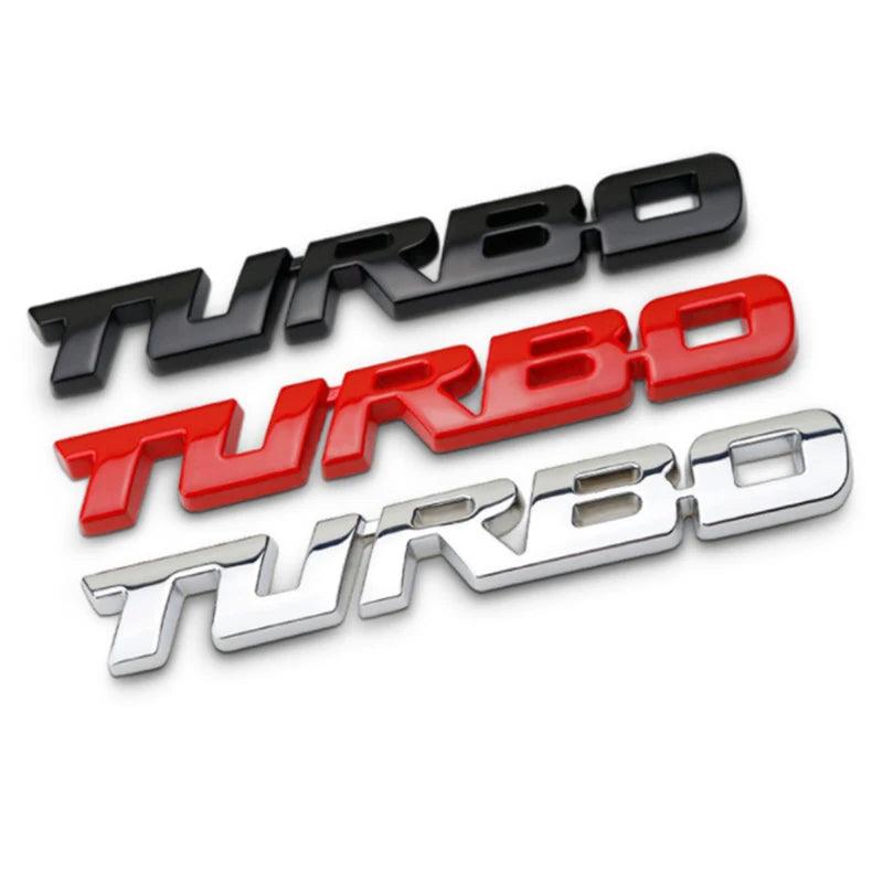 ADESIVO TURBO PARA CARROS. LIGA DE METAL 3D. LATERAL E TRASEIRA