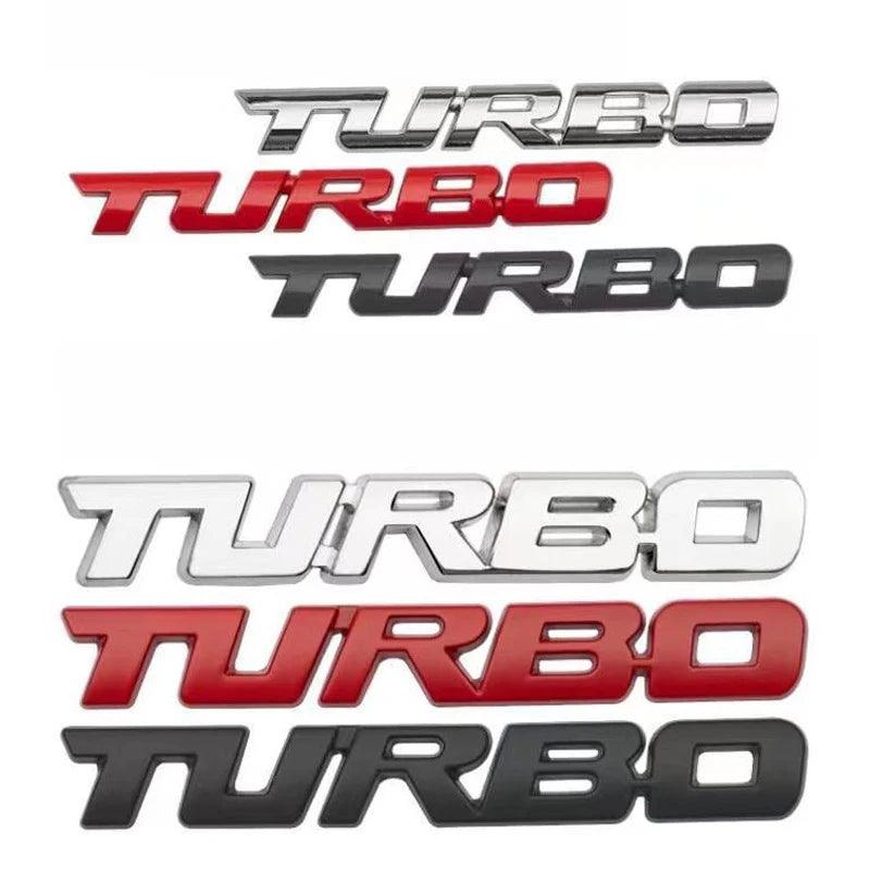 ADESIVO TURBO PARA CARROS. LIGA DE METAL 3D. LATERAL E TRASEIRA