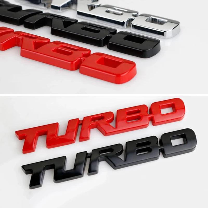 ADESIVO TURBO PARA CARROS. LIGA DE METAL 3D. LATERAL E TRASEIRA