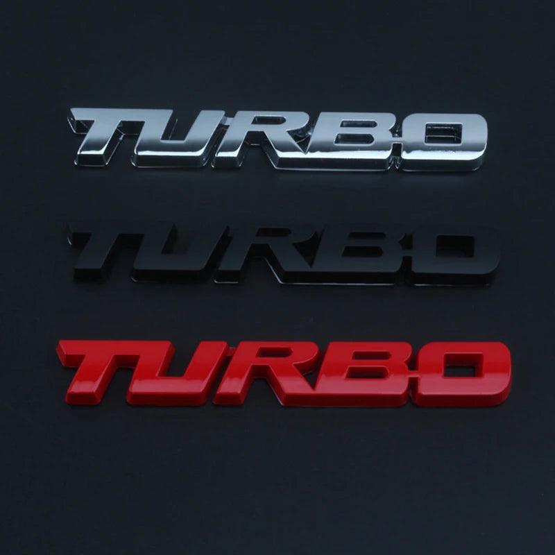 ADESIVO TURBO PARA CARROS. LIGA DE METAL 3D. LATERAL E TRASEIRA