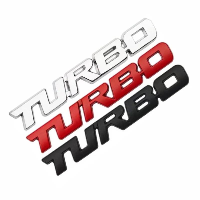 ADESIVO TURBO PARA CARROS. LIGA DE METAL 3D. LATERAL E TRASEIRA