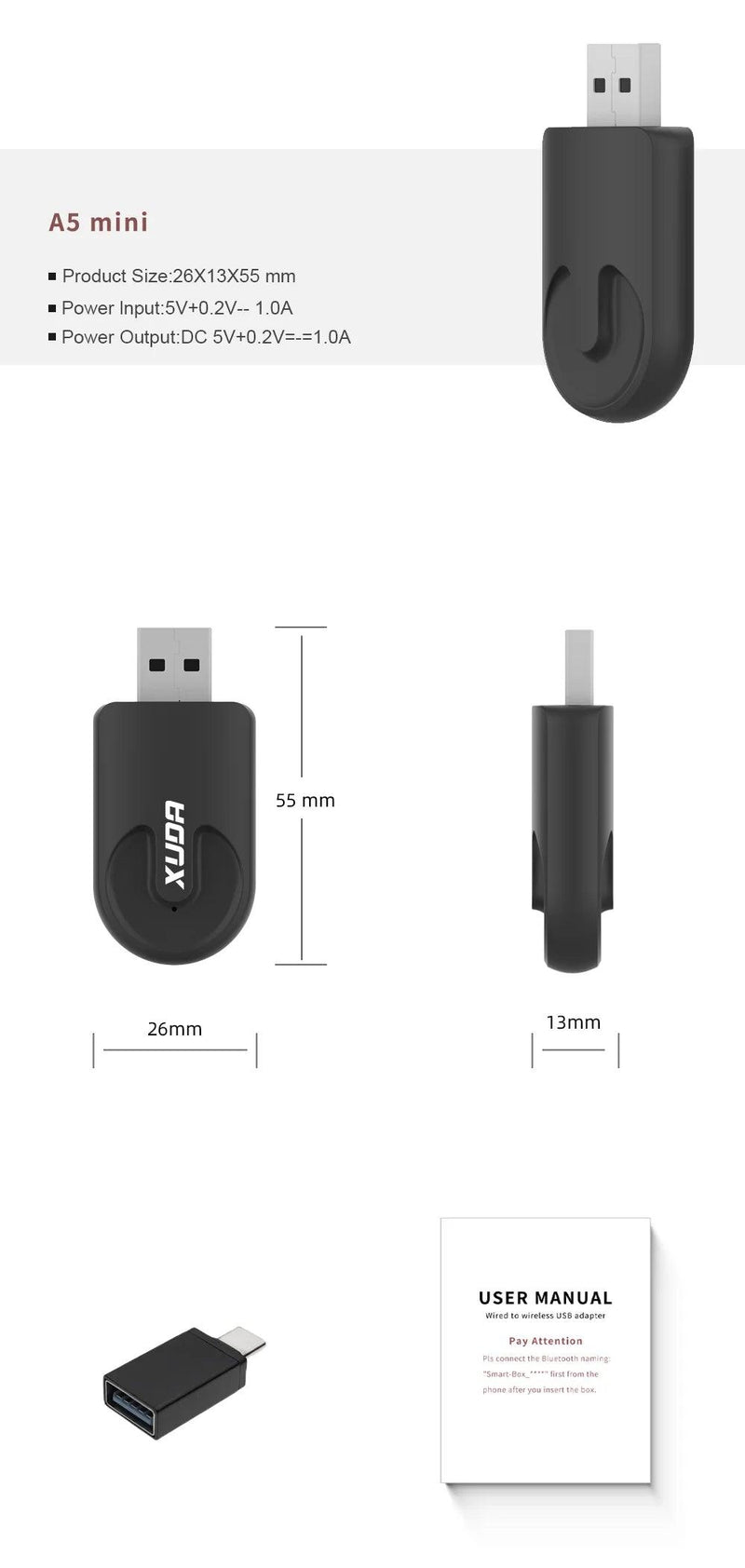 Adaptador sem fio, Android , Mini Box Plug, WiFi, UNIVERSAL