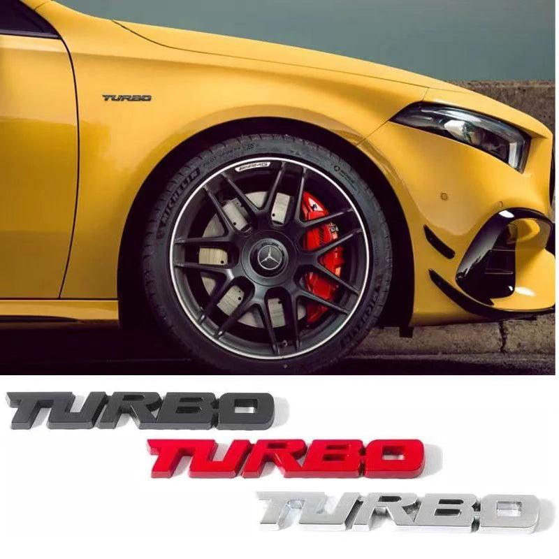 ADESIVO TURBO PARA CARROS. LIGA DE METAL 3D. LATERAL E TRASEIRA