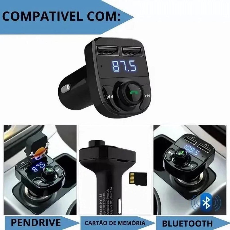 ADAPTADOR BLUETOOTH PARA CARRO TRANSMISSOR FM-X8