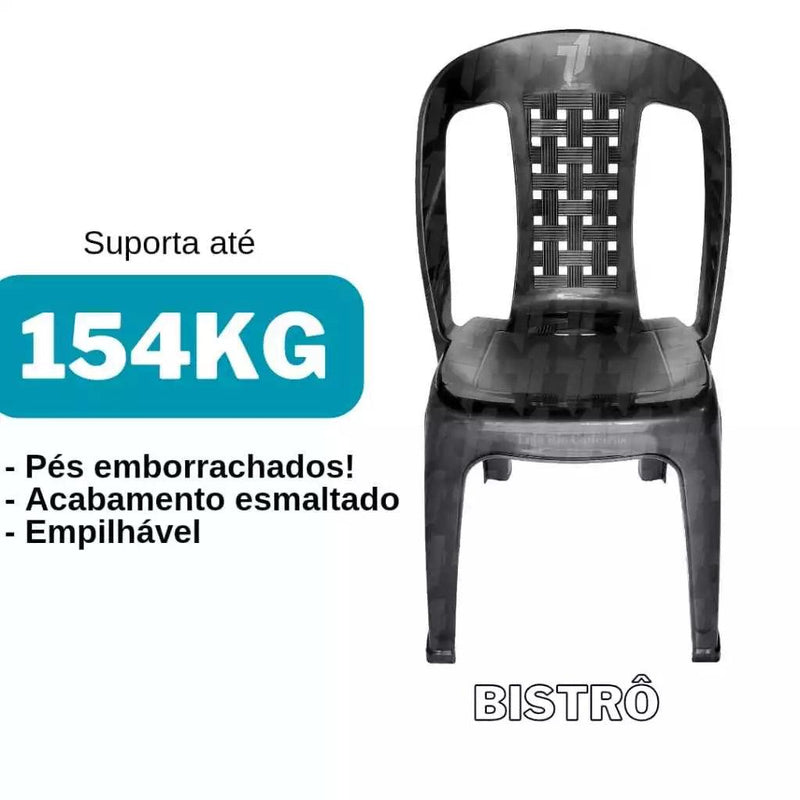 KIT COM 4 CADEIRAS DE PLÁSTICO SUPORTA ATÉ 154kg