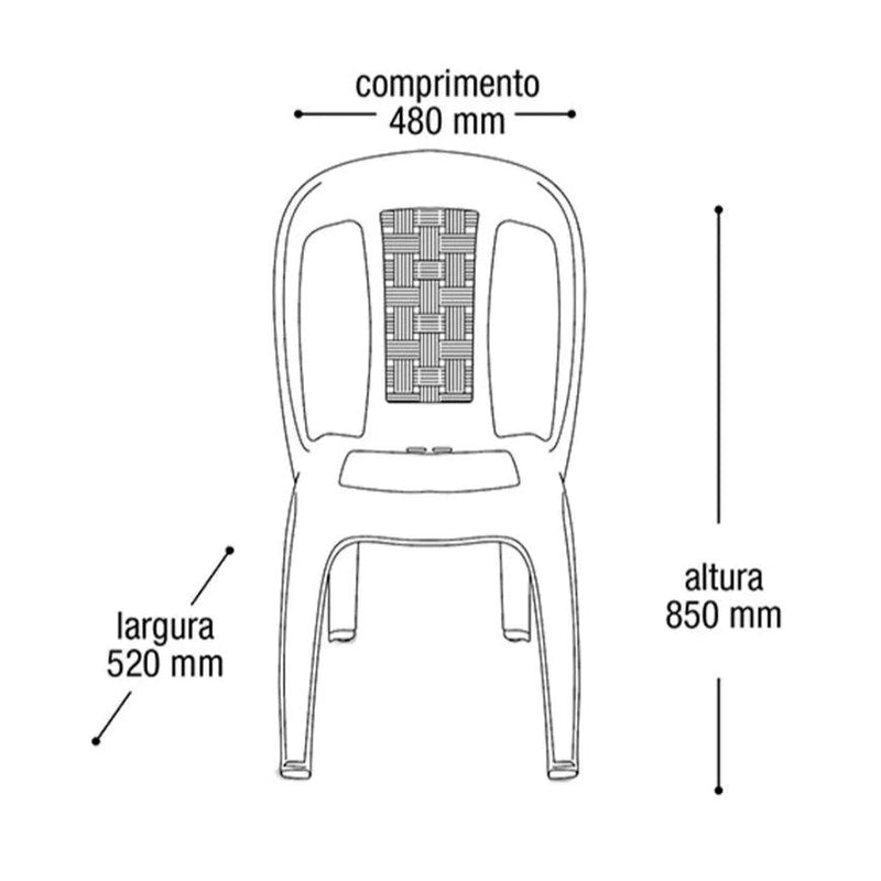 KIT COM 4 CADEIRAS DE PLÁSTICO SUPORTA ATÉ 154kg