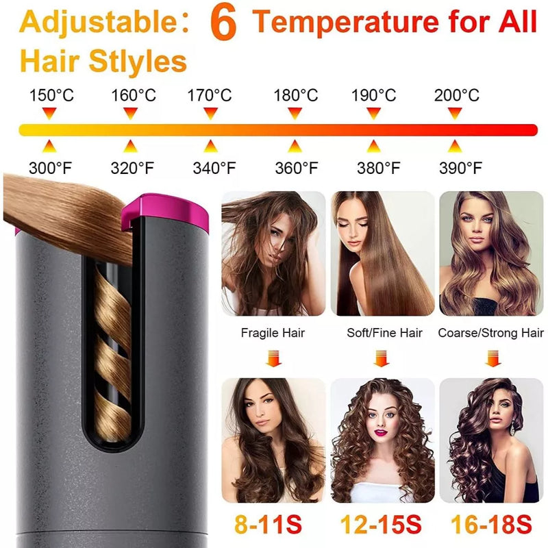 MODELADOR DE CABELO AUTOMÁTICO SEM FIO BATERIA RECARREGÁVEL