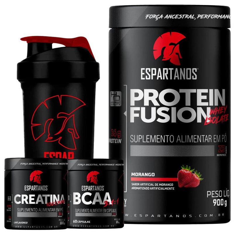 KIT WHEY PROTEIN FUSION + BCAA + CREATINA + COQUETELEIRA